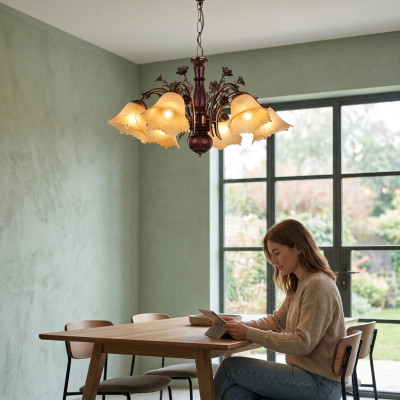 Lampada a soffitto Fiori Lampadario Lampadario Lampada Vetro Beige