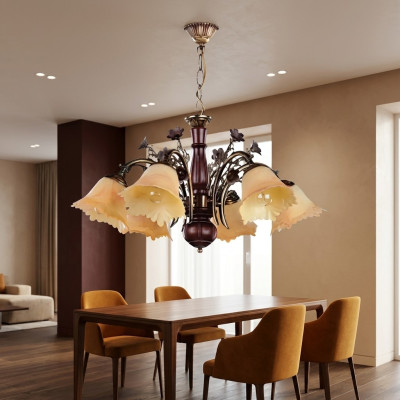 Lampada a soffitto Fiori Lampadario Lampadario Lampada Vetro Beige
