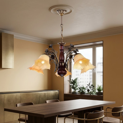 Lampada a soffitto a fiori Luster lampadario lampadario lampada vetro beige