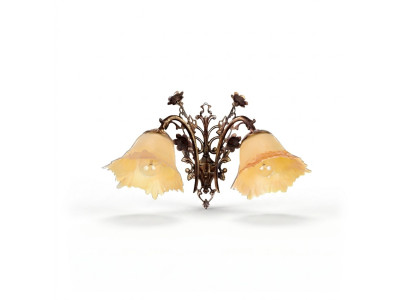 Lampada da parete Applique Applique Lampadario Parete Lampada Fiori Vetro Marrone