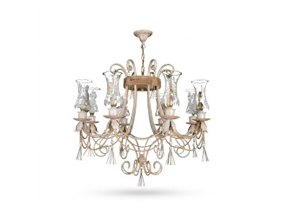 Lampadario di lusso in vetro beige con lampadario a soffitto.