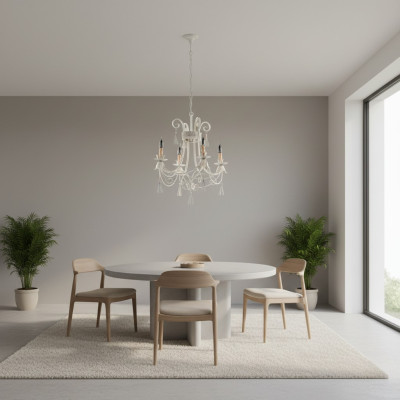 Lustro lampadario di lusso beige a soffitto