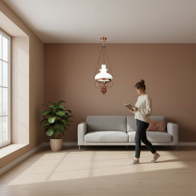 Lampadario Plafoniera Luster Lampadario Lampada a Soffitto in Vetro Marrone Stile Barocco