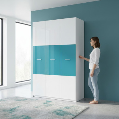 Armadio camera da letto Armadi multiuso in legno a 3 ante Blu Nuovo