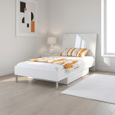 Letti design in legno bianco; letto singolo lucido per camera da letto per bambini - ragazza.