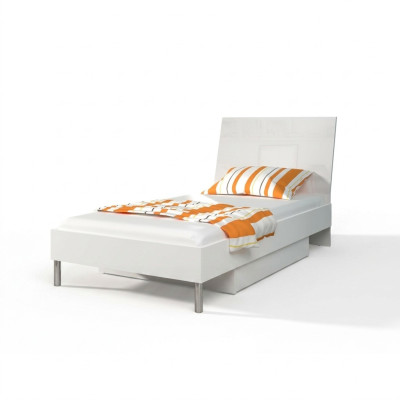 Letti design in legno bianco; letto singolo lucido per camera da letto per bambini - ragazza.