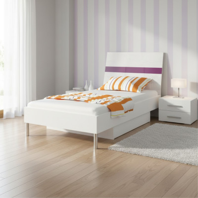 Letti design in legno lilla lucido per bambini singolo per camera da letto ragazza