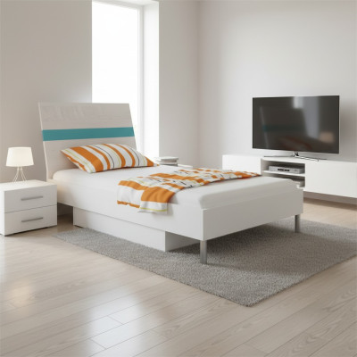 Letti Letto da bambino Camera per bambini Letto Lettino Mobili in legno Turchese Lucido Nuovo