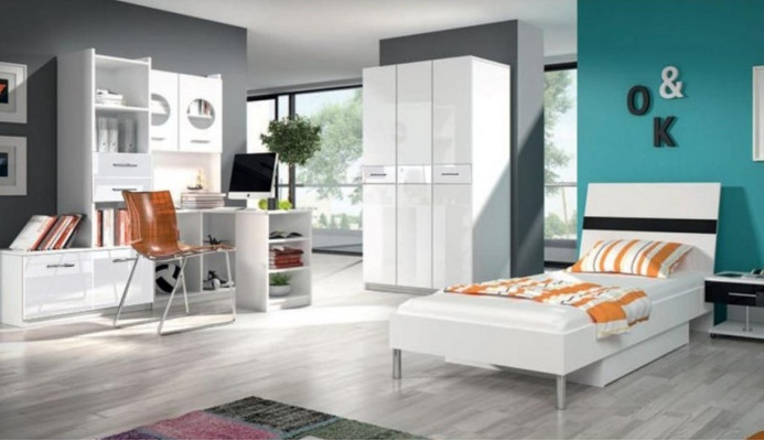 Letto + comodino - Mobili da camera da letto per bambini Letti neri 2 pezzi. Set nuovo
