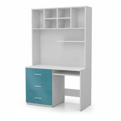 Tavolo d'ufficio con cassetto, scrivania per PC di stile moderno 2 pezzi con armadio tavoli