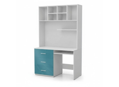 Tavolo d'ufficio con cassetto, scrivania per PC di stile moderno 2 pezzi con armadio tavoli