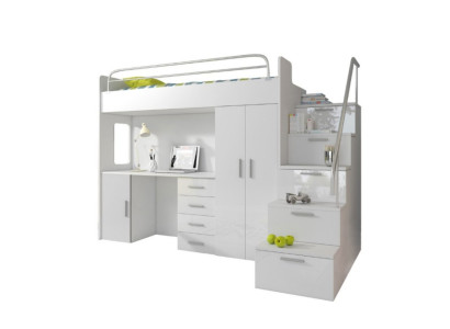 Camera dei bambini Letto a castello a due piani Bianco Tavolo Armadio Multifunzione Letto a castello a più piani