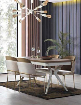 Sala da pranzo set tavolo da pranzo 4x sedia cassettone gruppo tavolo 8 pezzi. Impostato