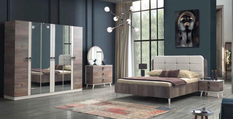 Letto Letto matrimoniale Camera da letto Design Letti Moderni Imbottiti Legno