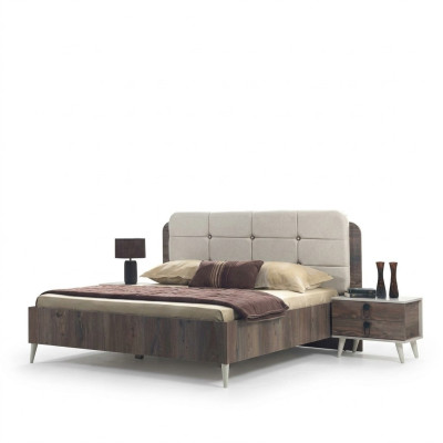 Letto Letto matrimoniale Camera da letto Design Letti Moderni Imbottiti Legno