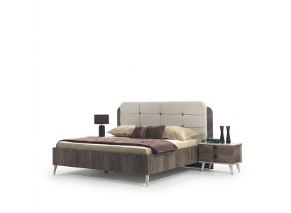 Letto Letto matrimoniale Camera da letto Design Letti Moderni Imbottiti Legno