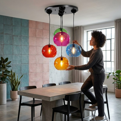 Design Lampadario Lampade a Soffitto Moderne Argento Lampada da Parete Colorata