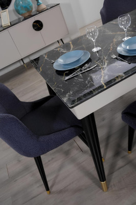 Tavolo da pranzo di lusso design con 4 sedie set di sedie da pranzo mobili