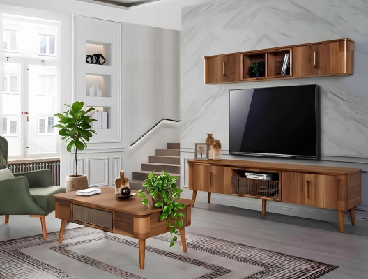 Mobile tv in stile moderno in legno per soggiorno, nuovo mobiletto moderno per salotto.