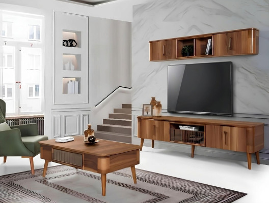 Mobile tv in stile moderno in legno per soggiorno, nuovo mobiletto moderno per salotto.