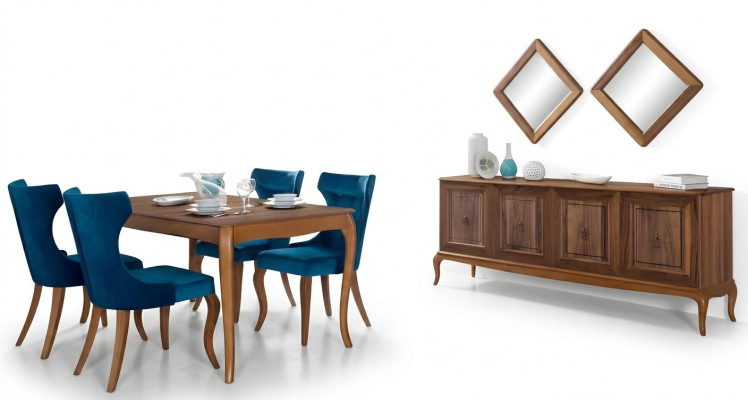Set completo tavolo da pranzo 4 sedie Set sala da pranzo Set gruppo da pranzo in legno Tavolo Tavoli 6 pezzi