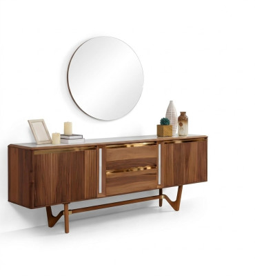 Mobile consolle Set contenitore Mobili italiani in legno 2 pezzi Cassettiera con specchio