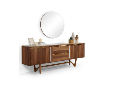 Mobile consolle Set contenitore Mobili italiani in legno 2 pezzi Cassettiera con specchio