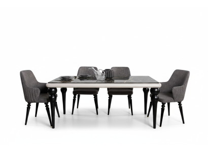 Tavoli Set completo Tavolo da pranzo 4 sedie Set sala da pranzo Gruppo da pranzo Tavolo in legno 5 pezzi
