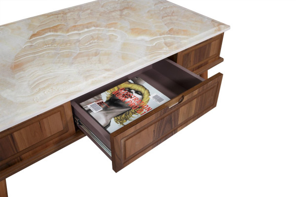 Tavolino design per soggiorno in stile in pietra, tavolino da 160x68cm.   Tavolino design per il soggiorno in pietra, dimensioni 160x68cm.