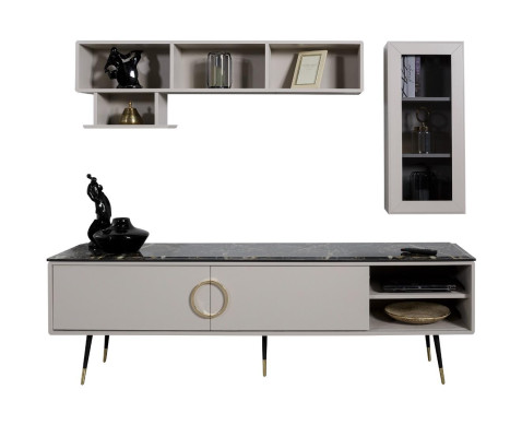 Set completo da pranzo 7 pezzi. Set moderno per sala da pranzo con tavolo, credenza, 4 sedie.