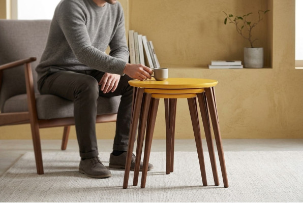 Tavoli in legno tavolini da appoggio vasi di fiori set tavolino tavolo da caffè 3pz.
