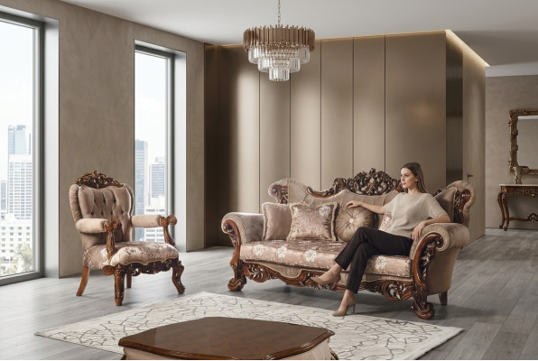 Set di divani 3+1 poltrona divano tavolino nuovo set divani stile Art déco.