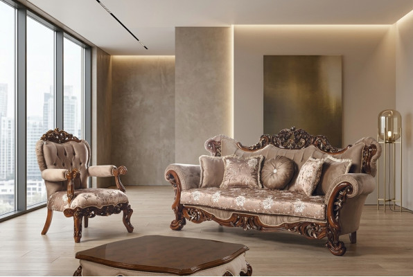 Set di divani 3+1 poltrona divano tavolino nuovo set divani stile Art déco.