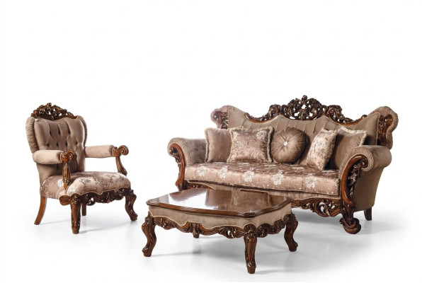 Set di divani 3+1 poltrona divano tavolino nuovo set divani stile Art déco.