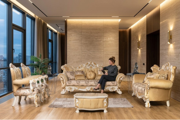 Set di divani classici 4 pezzi Barocco Rococò Mobili di lusso divano divano