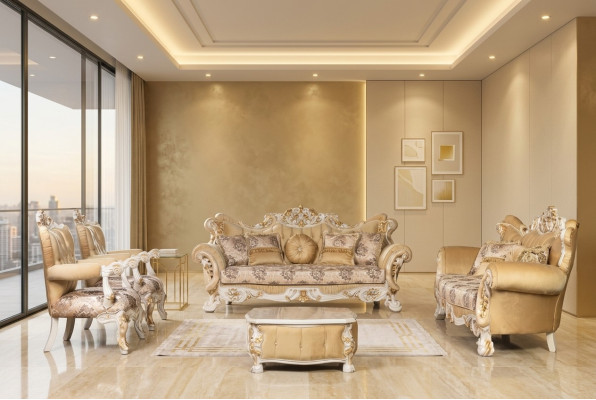 Set di divani classici 4 pezzi Barocco Rococò Mobili di lusso divano divano