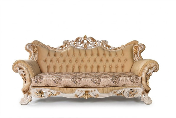 Chesterfield Barocco Divano a tre posti in stile barocco Beige in tessuto