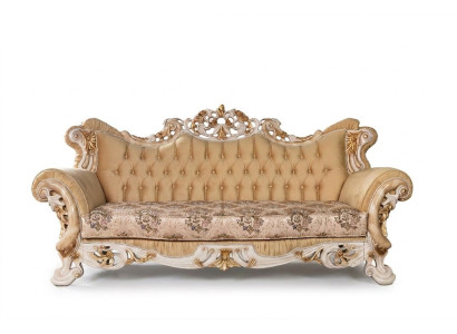 Chesterfield Barocco Divano a tre posti in stile barocco Beige in tessuto