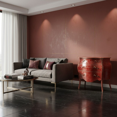 Mobili italiani Comò rosso con cassetti credenza comodini in legno nuovo