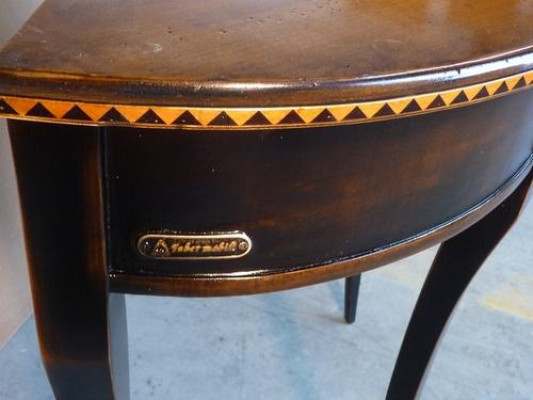 mezza console in legno semicircolare, tavolino in legno massiccio per telefono per corridoio
