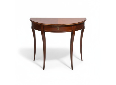 mezza console in legno semicircolare, tavolino in legno massiccio per telefono per corridoio
