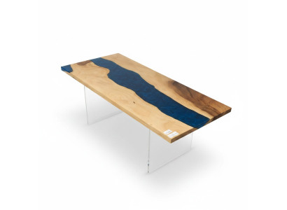 Tavolo da pranzo River Table in legno massiccio Tavolo in resina epossidica 181x81 Nuovo