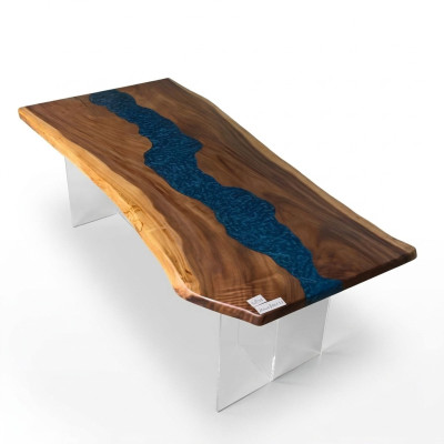 Tavolo da pranzo Mare Acqua Fiume Legno vero Tavolo fluviale 200x90 Tavoli in resina epossidica Nuovo