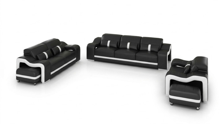 Design Divano Set di divani Imbottiti in pelle Moderno 3+1 posti Completo Nuovo
