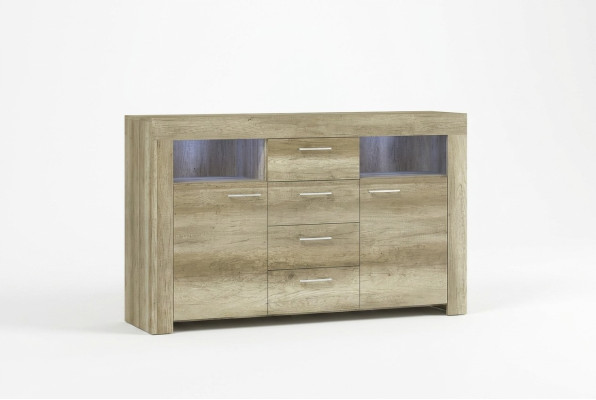 Commode SK155 Comò Madie Cassettiera Armadio 2 ante in MDF Legno Armadio 4 cassetti