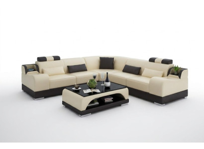 Divano ad angolo a forma di L, divano abitativo, divano design in pelle.
