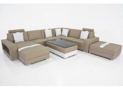 Divano ad angolo a forma di U Cuscini seduta angolo in pelle Divani moderni di design + USB
