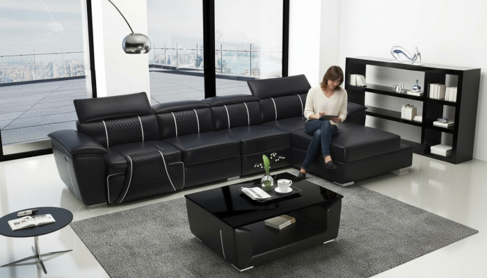 Divano ad angolo a L in pelle design moderno relax automatico nuovo