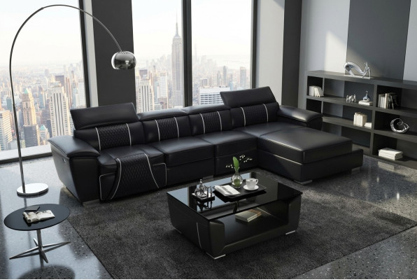 Divano ad angolo a L in pelle design moderno relax automatico nuovo