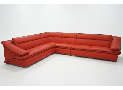 Design divano angolare in pelle soggiorno moderno divano sette posti angolare rosso USB + LED